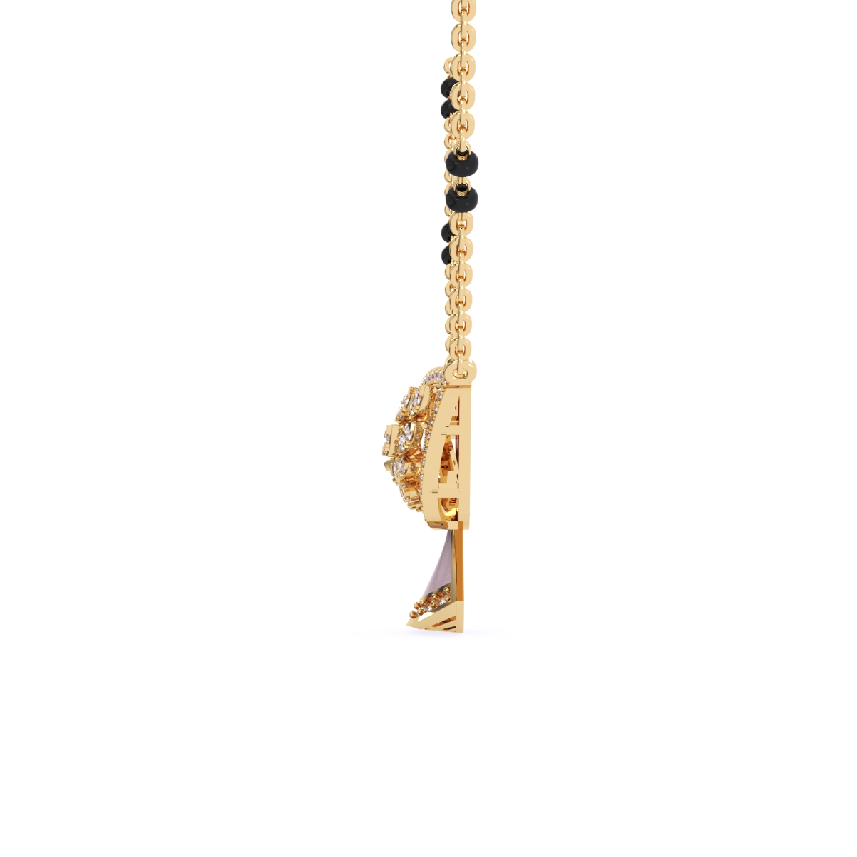 Stylish Leaf Round Lab Grown Mangalsutra